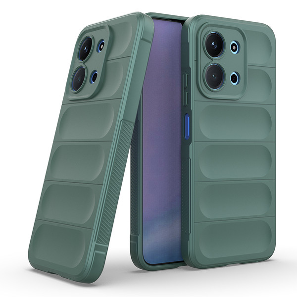 Başkenttekno Xiaomi Redmi 15C 4G Kılıf Esnek TPU Oyuklu Arka Yüzey Tasarımlı Etnik Silikon Kapak Koyu Yeşil