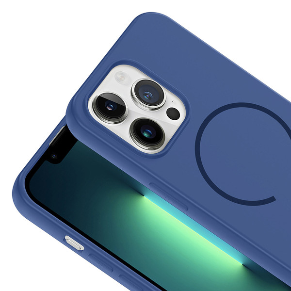 Başkenttekno iPhone 13 Pro Max Meta M-Safe Kamera Korumalı içi Kadife Yumuşak Renkli Süet Silikon Kılıf Lacivert