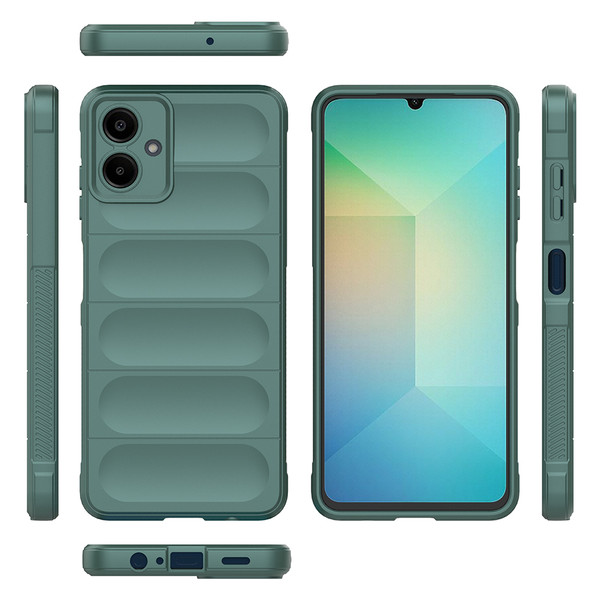 Başkenttekno Samsung Galaxy A07 Kılıf Esnek TPU Oyuklu Arka Yüzey Tasarımlı Etnik Silikon Kapak Koyu Yeşil