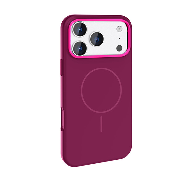 Başkenttekno iPhone 18 Pro Max Manyetik MagSafe Şarj Metal Kamera Korumalı Edi Silikon Soft Silikon Kılıf Bordo