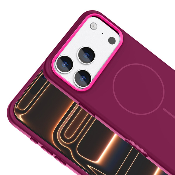 Başkenttekno iPhone 18 Pro Max Manyetik MagSafe Şarj Metal Kamera Korumalı Edi Silikon Soft Silikon Kılıf Bordo