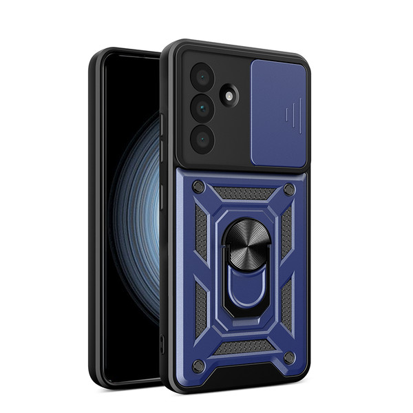 Başkenttekno Samsung Galaxy A36 Kılıf Magnetik Standlı Kamera Korumalı Sürgülü Vega Kapak Mavi