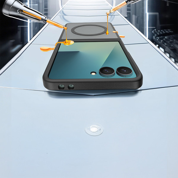 Başkenttekno Samsung Galaxy Z Flip 8 Uyumlu MagSafe Özellikli Kamera Korumalı Mat Lunex Silikon Kılıf Siyah