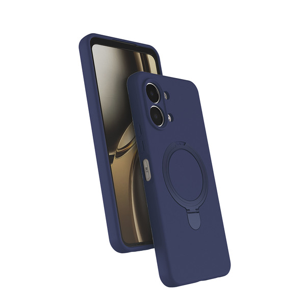 Başkenttekno Oppo A6 Pro Kılıf Uyumlu Magsafe Şarj Özellikli Standlı Halka Yüzüklü Samara Kılıf Kapak Lacivert