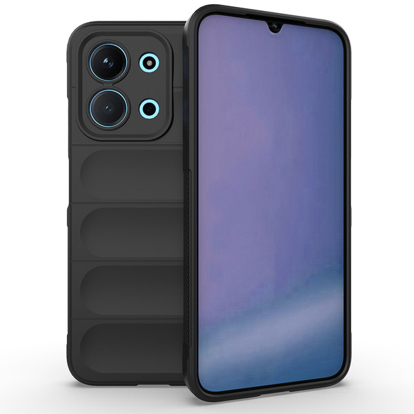 Başkenttekno Xiaomi Redmi 15C 4G Kılıf Esnek TPU Oyuklu Arka Yüzey Tasarımlı Etnik Silikon Kapak Siyah