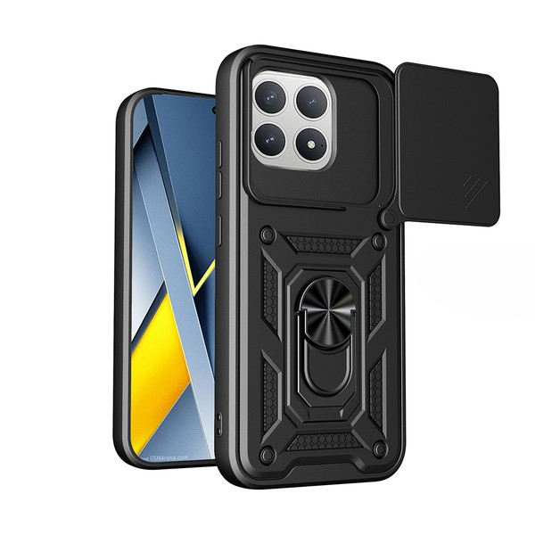 Başkenttekno Xiaomi Poco F8 Pro Kılıf Magnetik Standlı Kamera Korumalı Zore Sürgülü Vega Kapak Siyah