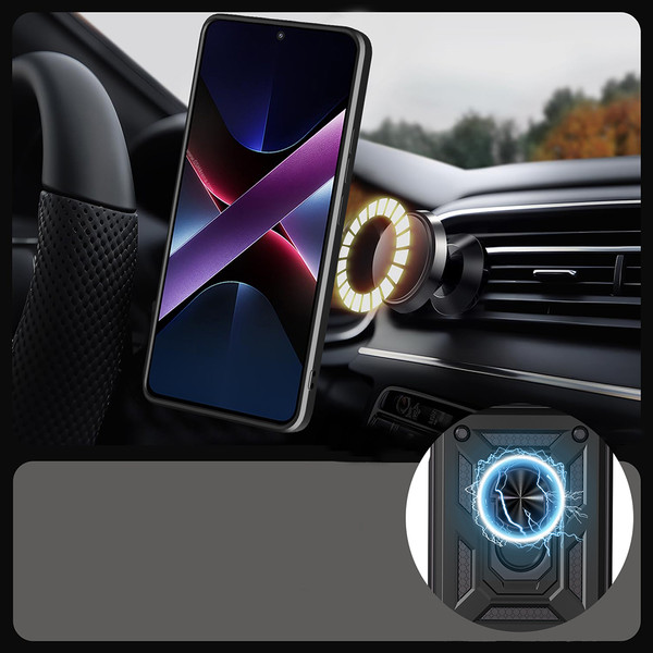 Başkenttekno Xiaomi Poco F8 Pro Kılıf Magnetik Standlı Kamera Korumalı Zore Sürgülü Vega Kapak Siyah