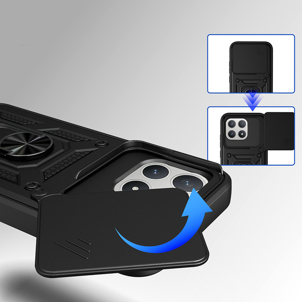 Başkenttekno Xiaomi Poco F8 Pro Kılıf Magnetik Standlı Kamera Korumalı Zore Sürgülü Vega Kapak Siyah