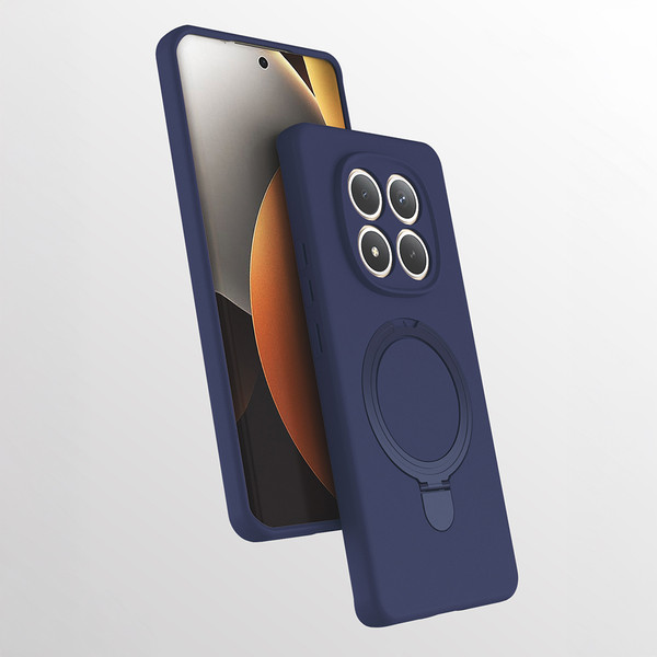 Başkenttekno Xiaomi Redmi Note 15 Pro Plus Uyumlu Magsafe Şarj Standlı Halka Yüzüklü Samara Kılıf Kapak Lacivert