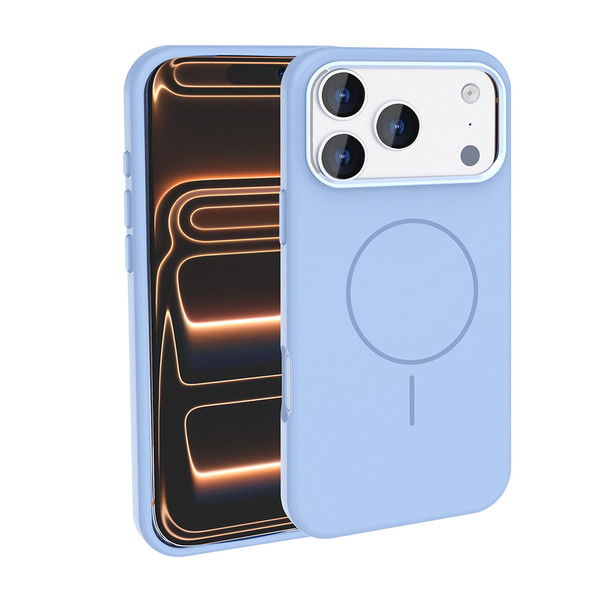 Başkenttekno iPhone 18 Pro Max Manyetik MagSafe Şarj Metal Kamera Korumalı Edi Silikon Soft Silikon Kılıf Açık Mavi