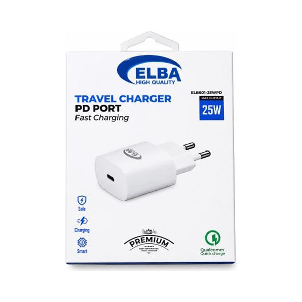 Elba ELB01-25WPD 25W Type-C Hızlı Şarj Cihazı Beyaz