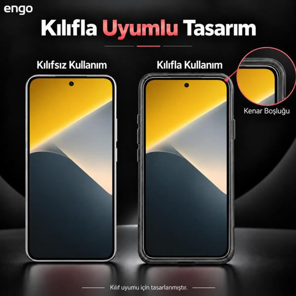 Engo Xiaomi Poco X8 Uyumlu Mat Ekran Koruyucu Yansıma ve Parlama Önleyici Mat Yüzey Parmak İzi Bırakmayan 9H Kırılmaz Esnek Nano