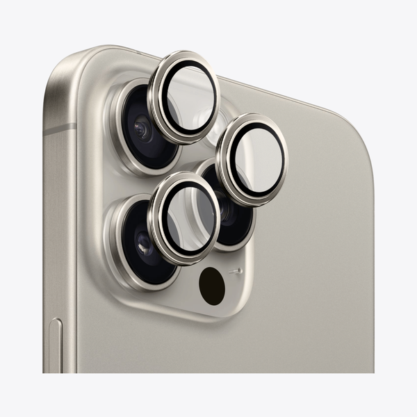 Safeus iPhone 15 Pro Max - 15 Pro ile Uyumlu Safir Temperli Kamera Lens Koruyucu Naturel Titanyum