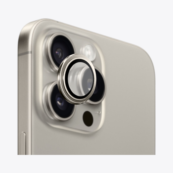 Safeus iPhone 15 Pro Max - 15 Pro ile Uyumlu Safir Temperli Kamera Lens Koruyucu Naturel Titanyum