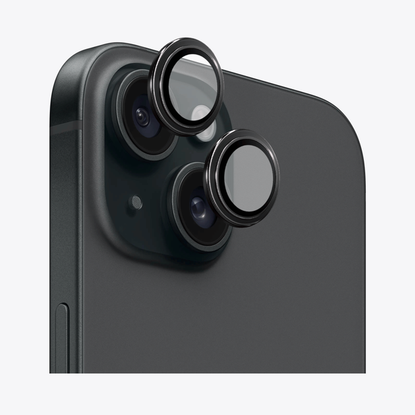 Safeus iPhone 15 - 15 Plus ile Uyumlu Safir Temperli Kamera Lens Koruyucu Siyah