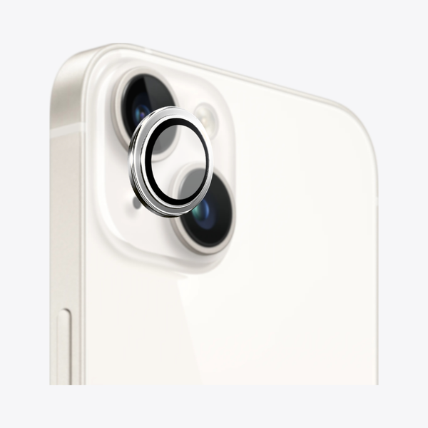 Safeus iPhone 14 - 14 Plus ile Uyumlu Safir Temperli Kamera Lens Koruyucu Yıldız Işığı Beyaz