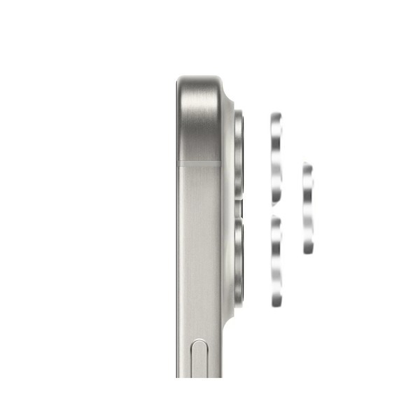 Safeus iPhone 15 Pro Max - 15 Pro ile Uyumlu Safir Temperli Kamera Lens Koruyucu Beyaz Titanyum