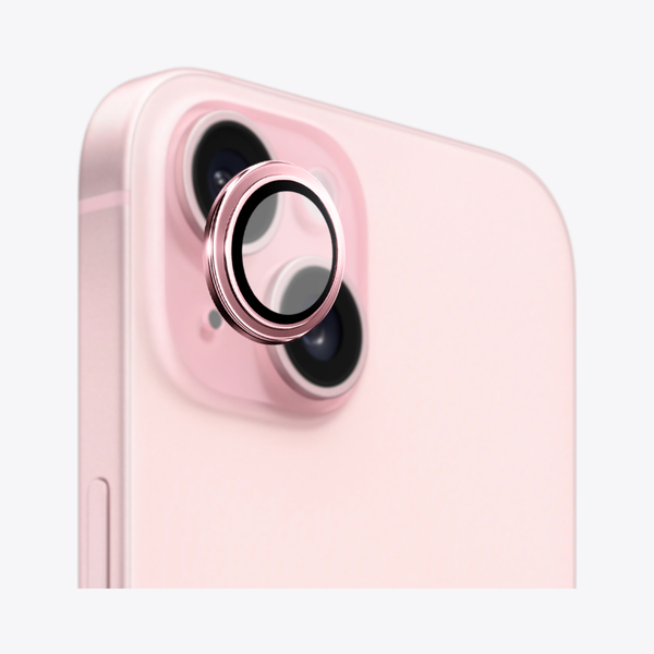 Safeus iPhone 15 - 15 Plus ile Uyumlu Safir Temperli Kamera Lens Koruyucu Pembe Pembe