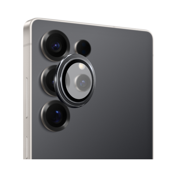 Safeus Samsung S25 Ultra ile Uyumlu Safir Temperli Kamera Lens Koruyucu Titanyum Siyah