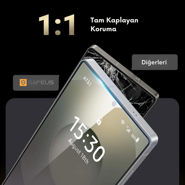 Safeus Samsung Galaxy S26 Tam Kaplayan Antidust Ekran Koruyucu Cam