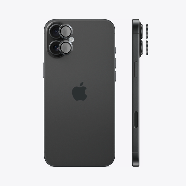 Safeus iPhone 16 - 16 Plus ile Uyumlu Safir Temperli Kamera Lens Koruyucu Siyah