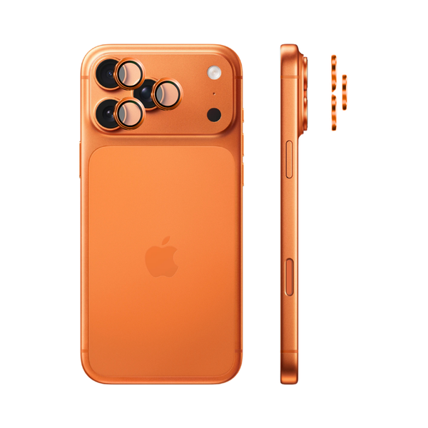 Safeus iPhone 17 Pro Max - 17 Pro ile Uyumlu Safir Temperli Kamera Lens Koruyucu Kozmik Turuncu