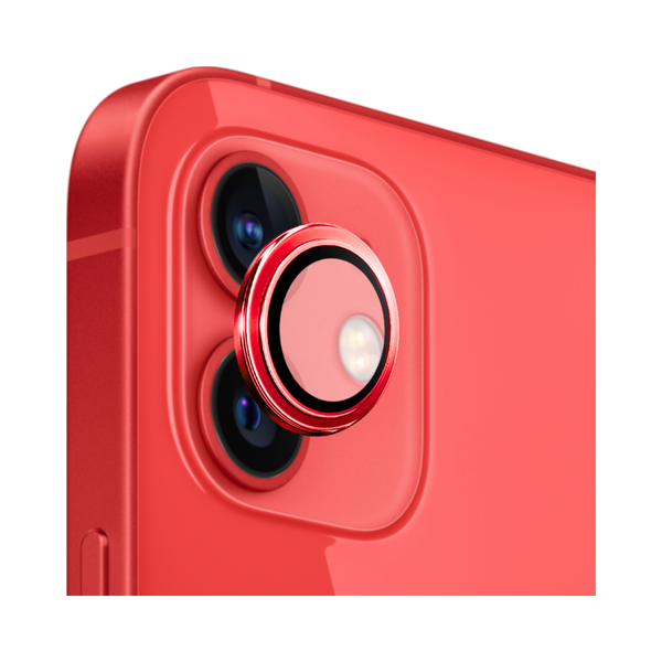 Safeus iPhone 12 ile Uyumlu Safir Temperli Kamera Lens Koruyucu Kırmızı