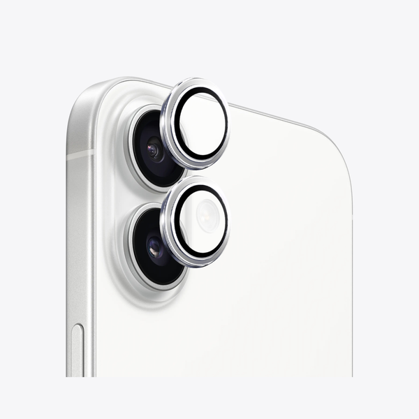 Safeus iPhone 16 - 16 Plus ile Uyumlu Safir Temperli Kamera Lens Koruyucu Beyaz