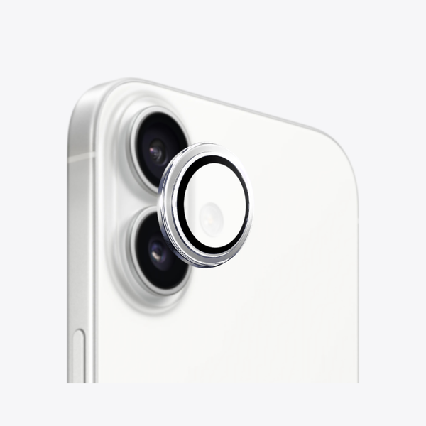 Safeus iPhone 16 - 16 Plus ile Uyumlu Safir Temperli Kamera Lens Koruyucu Beyaz