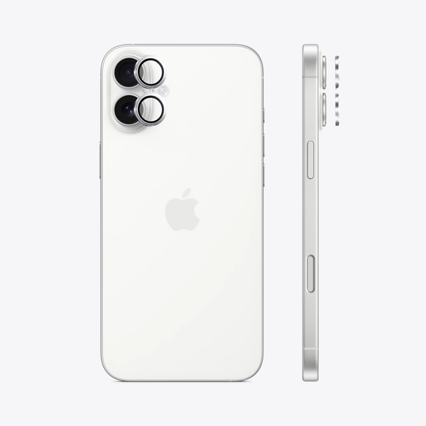 Safeus iPhone 16 - 16 Plus ile Uyumlu Safir Temperli Kamera Lens Koruyucu Beyaz