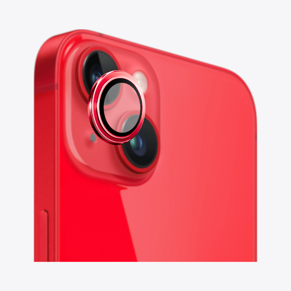 Safeus iPhone 14 - 14 Plus ile Uyumlu Safir Temperli Kamera Lens Koruyucu Kırmızı