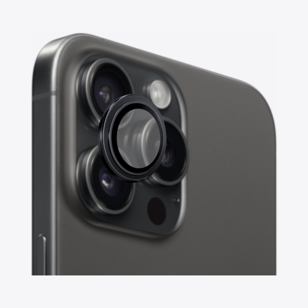 Safeus iPhone 15 Pro Max - 15 Pro ile Uyumlu Safir Temperli Kamera Lens Koruyucu Siyah Titanyum