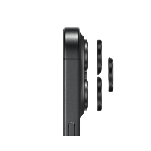 Safeus iPhone 15 Pro Max - 15 Pro ile Uyumlu Safir Temperli Kamera Lens Koruyucu Siyah Titanyum