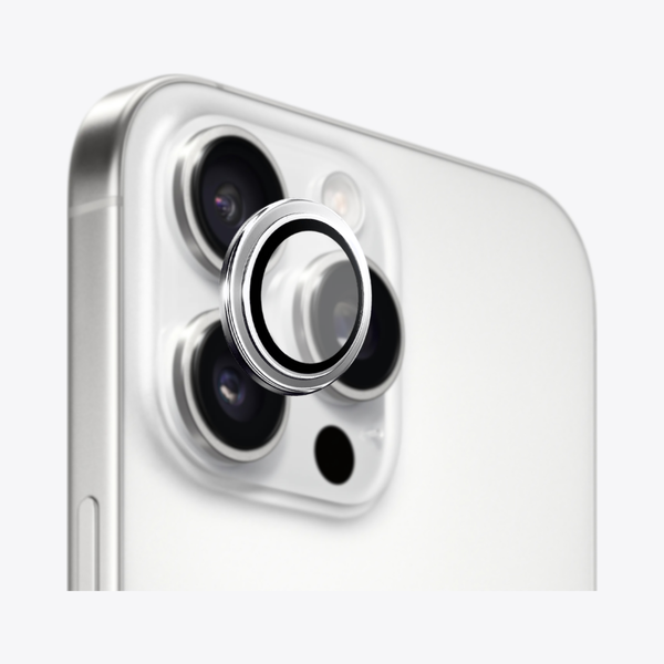 Safeus iPhone 16 Pro Max - 16 Pro ile Uyumlu Safir Temperli Kamera Lens Koruyucu Beyaz Titanyum