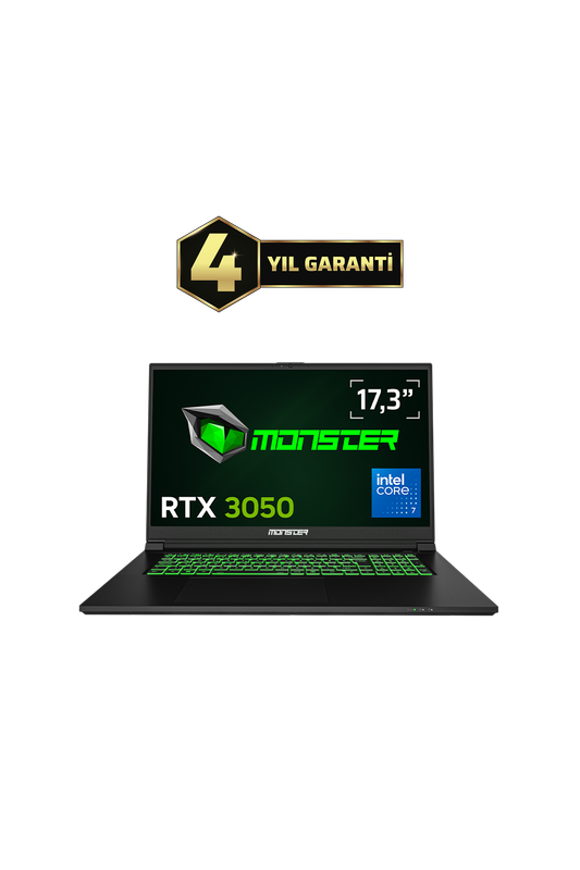 Monster Abra A7 V15.6.5 Intel Core 7 250H 32 GB 1 TB 4 GB RTX 3050 Windows 11 Home 17,3 inç 144 Hz Oyun Bilgisayarı