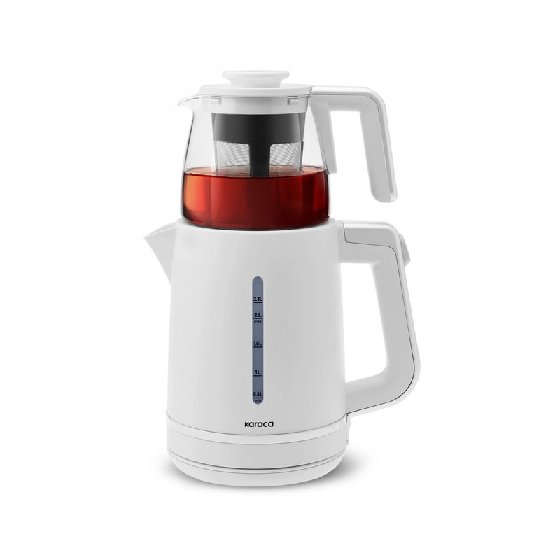 Karaca Tea Grande XL 1700 W Cam Demlikli Çay Makinesi - İnci Beyazı