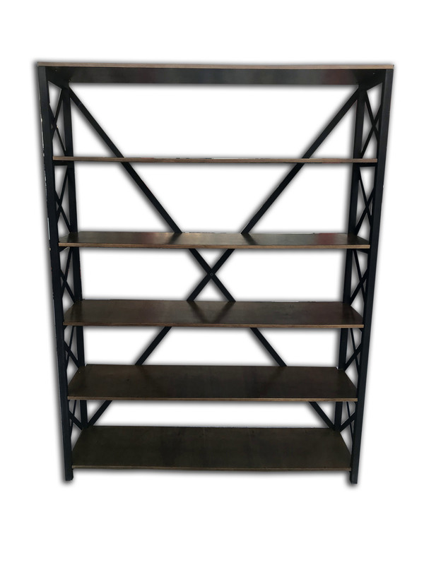 Bengi Ticaret 13725 Metal Çapraz Yan Model Mdf Torna Raf Parlak Siyah Demonte El Yapım Kitaplık