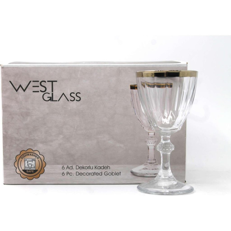 Paşabahçe Westglass W440113G Diamond Gold Kaplama Ayaklı Kahve Yanı Bardağı 6 Adet