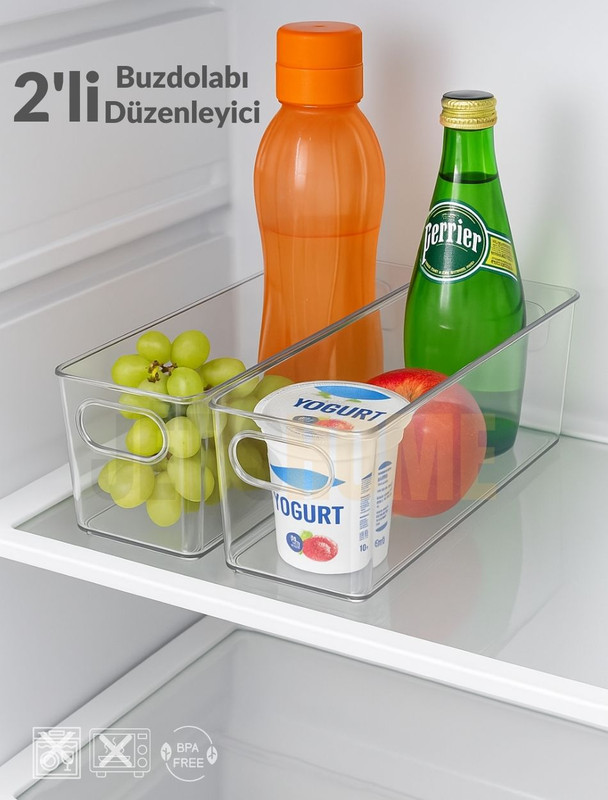 Jet's Home 2'li Buzdolabı İçi Düzenleyici Saklama Organizeri Bpa Free Düzenleyici Darbeye Dayanıklı 29X11X9 CM